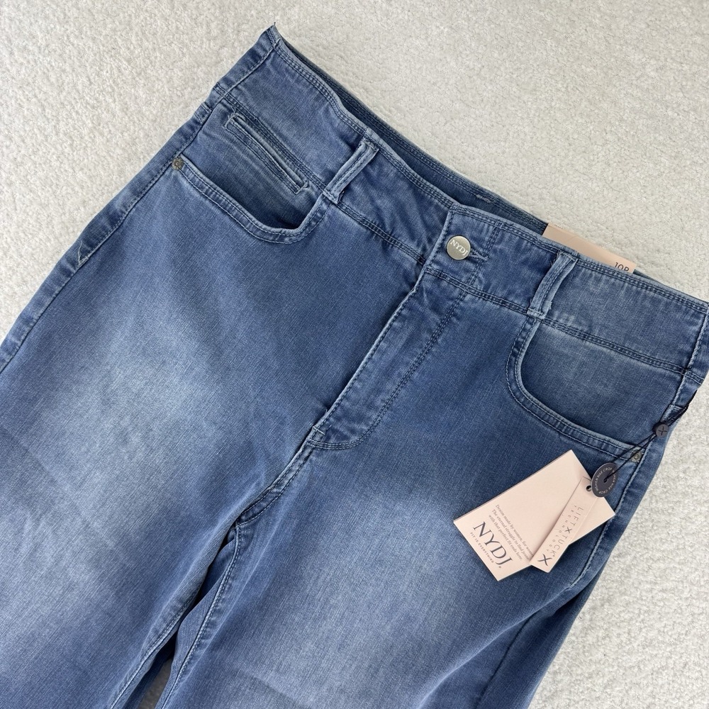 NYDJ Cool Embrace Wide Leg Denim Crop Jeans Size 10P Compass Blue - Picture 2 of 11